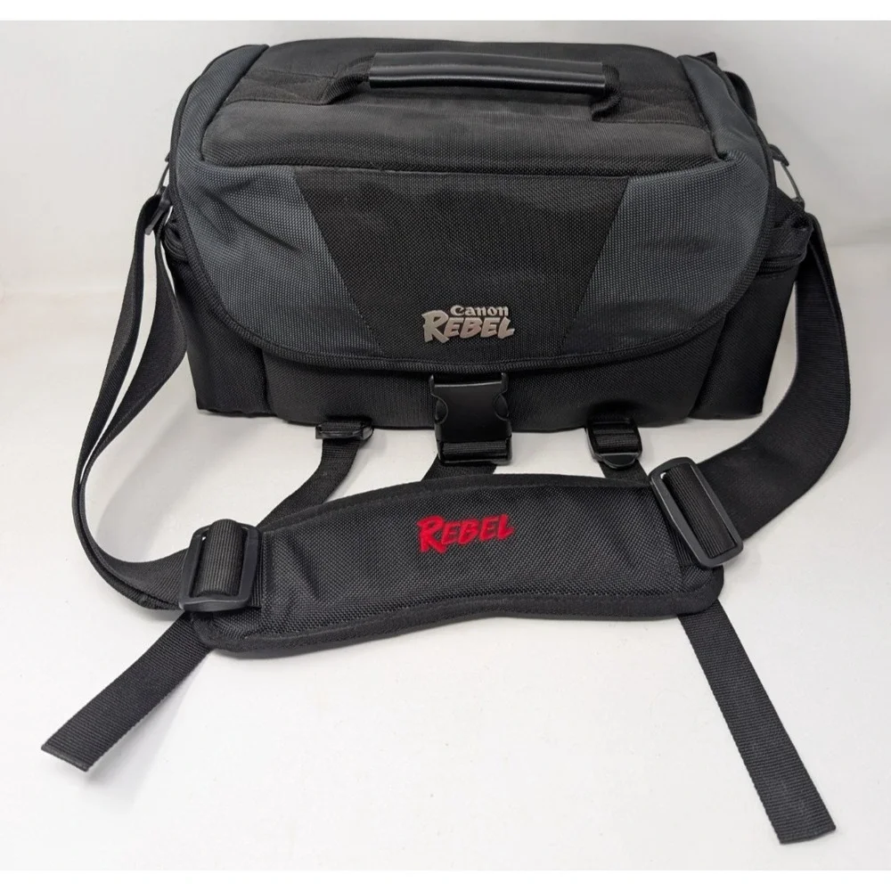 OEM Canon Rebel Camera Shoulder Bag Travel Case Black With Dividers‎ Padded